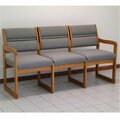 Wooden Mallet Valley Three Seat Sofa in Medium Oak - Charcoal Grey DW2-3MOCG